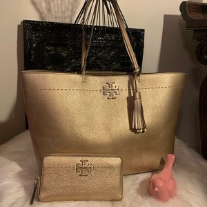 Tory burch gold tote set